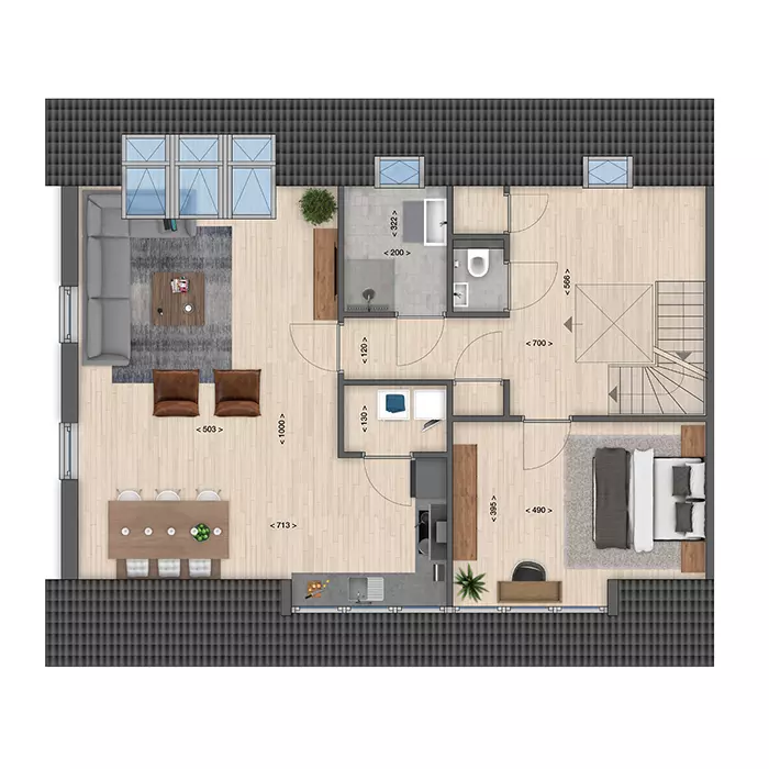 Sfeerplattegrond woning renovatie